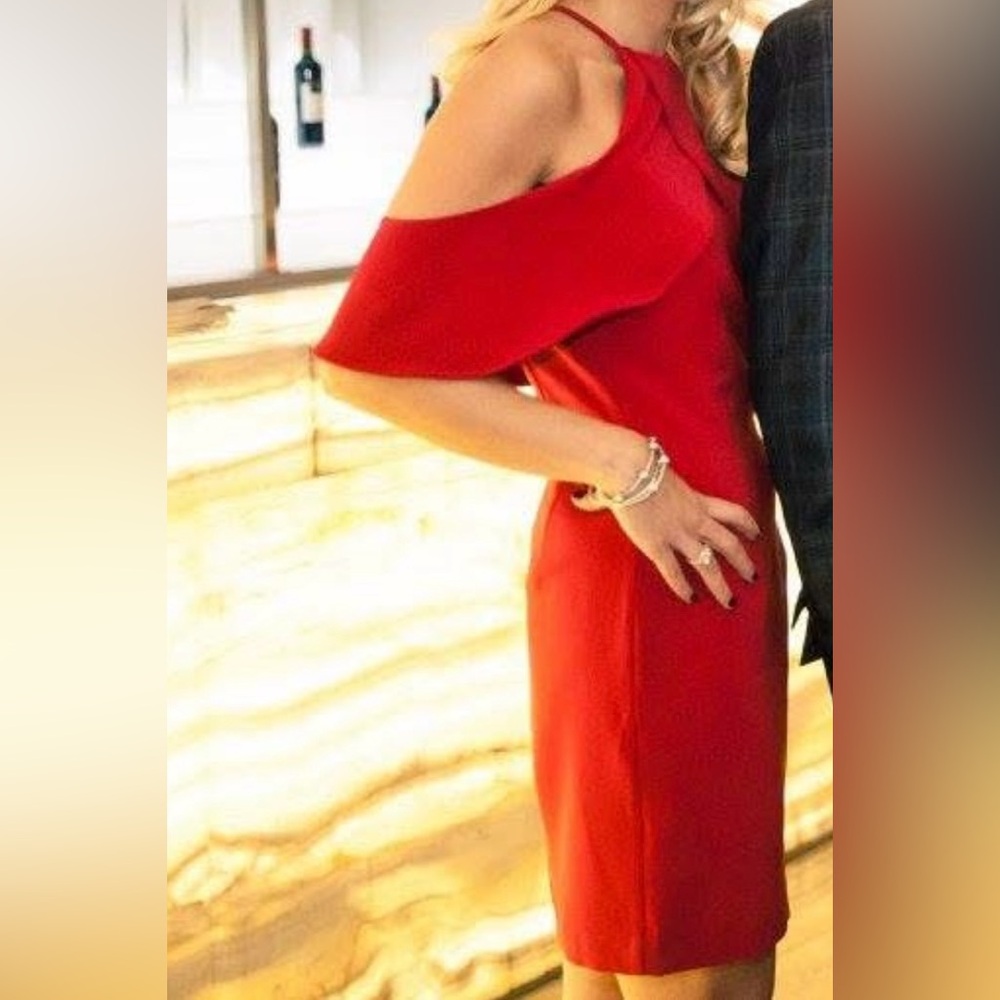 Bardot Red cut out Shoulder Dress